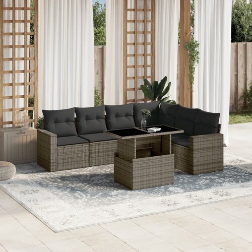 vidaXL 7-dijelni set vrtnih sofa sivi od poliratana Cijene