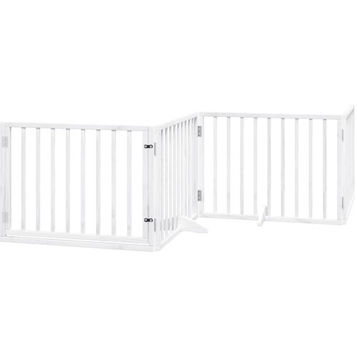  Vrata za pse s vrata&amp;scaron;cima 8 panela sklopiva 640 cm drvo topole Bijela 80 x 60 x 2 cm Slike