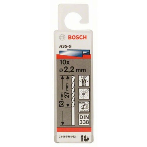 Bosch burgija za metal HSS-G, DIN 338 2,2 x 27 x 53 mm, 1 komad ( 2608595052. ) Slike