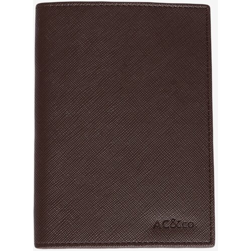 AC&Co / Altınyıldız Classics Men's Brown Special Gift Boxed Faux Leather Handmade Passport Holder Cene