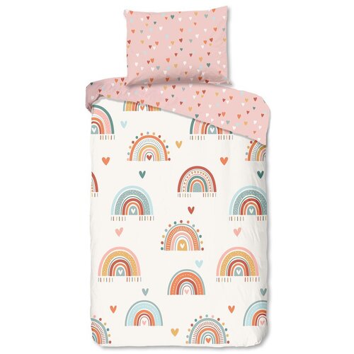 Good Morning Ružičasta/bež pamučna dječja posteljina za krevet za jednu osobu 140x200 cm Louie – Cijene