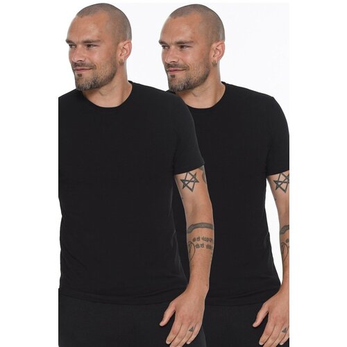 Dewberry DOUBLE SET T8569 BIKE COLLAR MEN&amp;#039;S T-SHIRT-BLACK-BLACK Slike
