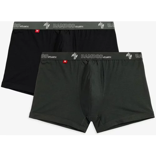 Atlantic Men's Boxer Shorts 2Pack - Khaki/Black