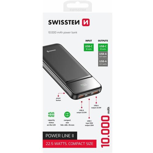  Dodatna baterija - Power Bank 10000mAh, max 22,50W, USB-C, 2xUSB-A Slike