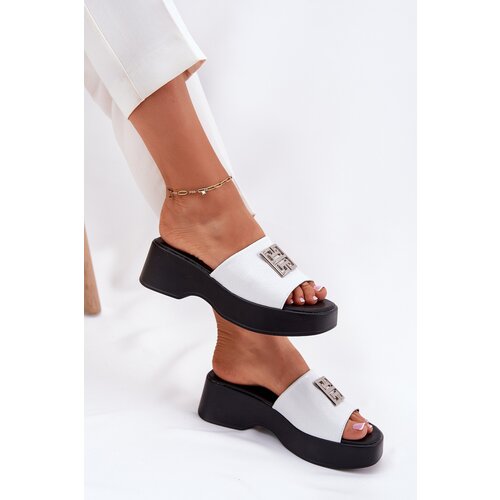 VINCEZA Ladies Leather Slippers With Decoration Slike