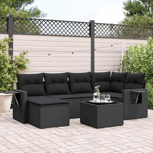  7-dijelni set vrtnih sofa od poliratana s jastucima crni Cijene