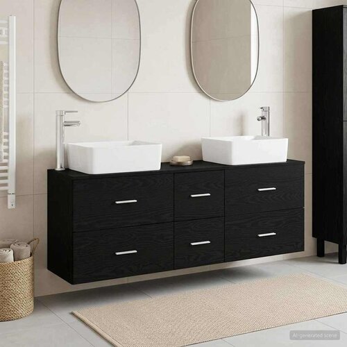  Set ormarića za kupaonicu 3 kom. Crna 53 x 34 5 x 63 cm - Crna Cijene