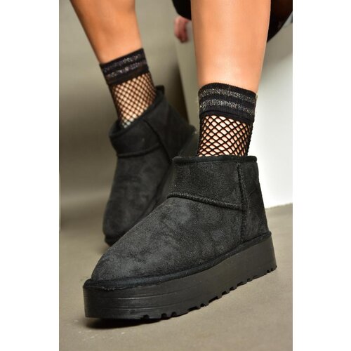 Fox Shoes R612033402 Black Suede Women&amp;#039;s Boots with a Pile Interior, Thick Sole Ankle Boots for Women Slike