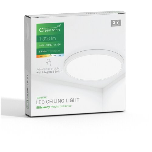 Greentech LED okrogla stropna svetilka (18 W, Ø x V: 225 x 24 mm, Bela) Cene