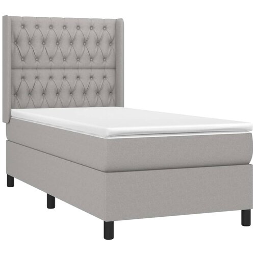  Krevet box spring s madracem LED svjetlosivi 90x190 cm tkanina Slike