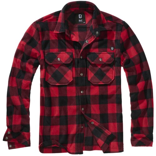 Brandit Jeff Fleece Shirt Long Sleeve red/black Slike