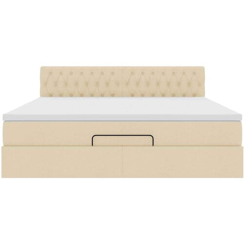 VidaXL otomanski krevet s madracem krem 160x200 cm od tkanine Slike