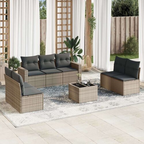  8-dijelni set vrtnih sofa od poliratana s jastucima sivi Slike