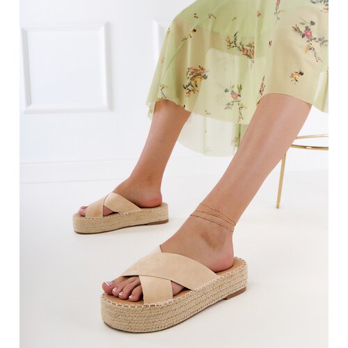 D/CEO Beige platform espadrille sandals with straps Jerisa Slike