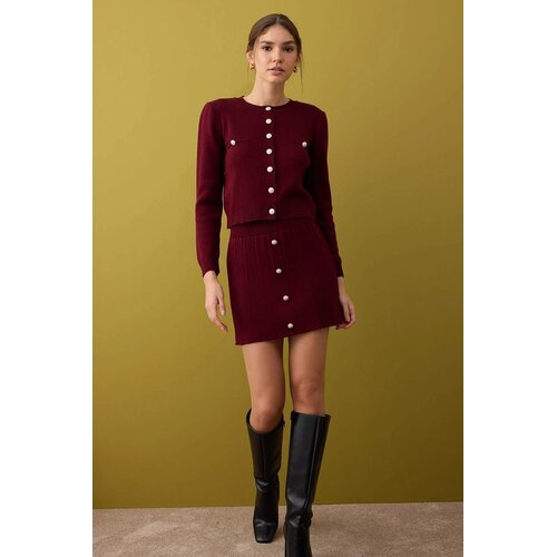 TRENDYOLMILLA ženski set top-jakna suknja Twoaw26Au00025, burgundac-bordo Cene
