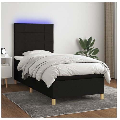  Box spring s madracem LED crni 90x200 cm od tkanine Cijene