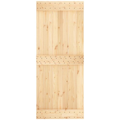  Klizna vrata Prirodna i crna 85 x 210 cm Čvrsta borovina Smeđa 200 x 5.5 x 210 cm Slike