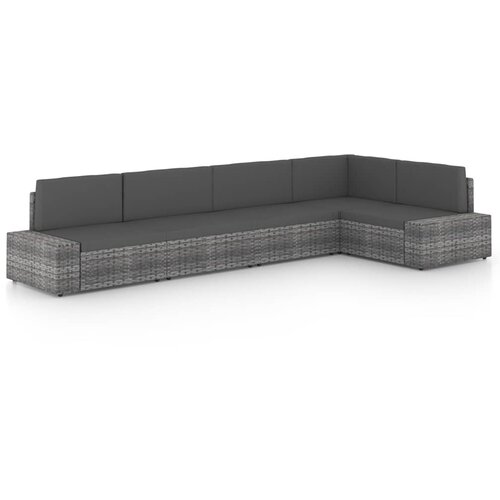 vidaXL Vrtna sedežna garnitura 5-delna z blazinami siv poli ratan, (20974028) Cene