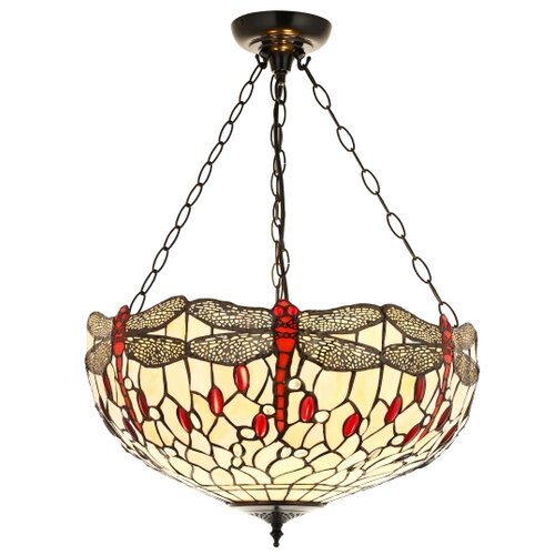 Endon 112251 - Luster na lancu Tiffany DRAGONFLY 3xE27/60W/230V prečnika 50 cm Slike