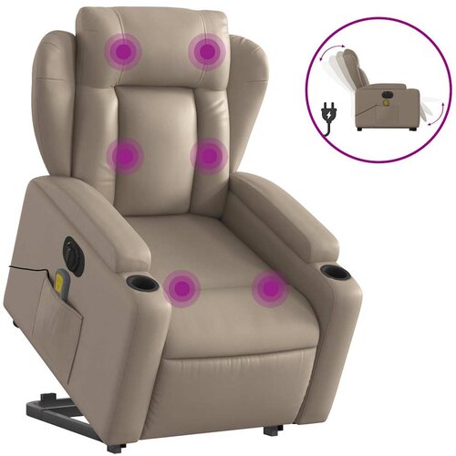 Maison Chic Električni masažni stol - Relax naslanjač s funkcijo vstajanja kapučino um. usnje, (22061707) Cene