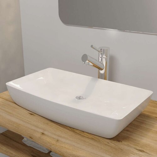  Luksuzni Keramički Pravokutni Umivaonik Bijeli 71 x 39 cm Cijene