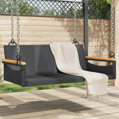  Klupa za ljuljanje crna 109 x 62 x 40 cm od poliratana Slike
