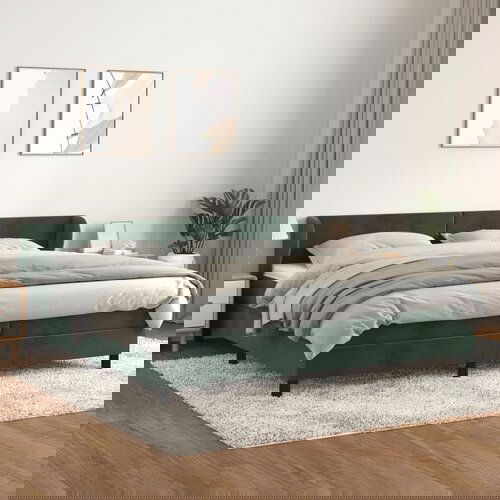 vidaXL Krevet s oprugama i madracem tamnozeleni 200x200 cm baršunasti Cijene