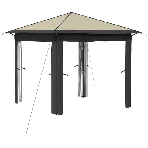 Gazebo bez bočne strane Krem i Antracit Slike