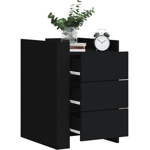  The Living Store Nočna omarica črna 45x50x65 cm inženirski les - Nočna Omarica, (21496403) Cene