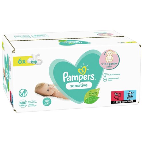 Pampers vlažilni robčki Sensitive 6x80 kos (480 kos) Cene