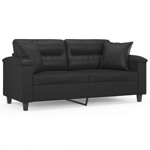 Maison Chic kavč - Sofa - Kanape dvosed z okrasnimi blazinami črn 140 cm umetno usnje, (21727687) Slike