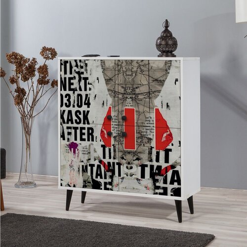 Woody Fashion Hanah Kućna komoda Multilux Artikal 95x111x36cm Šarena Cene