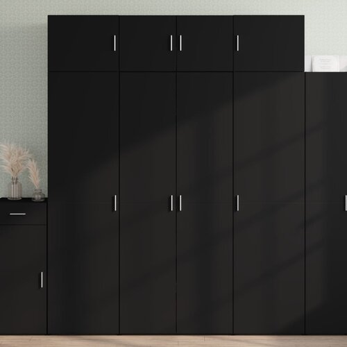 vidaXL Visoka omara črna 80x42,5x185 cm inženirski les Cene