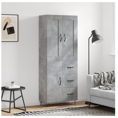 VidaXL Visoka komoda betonsko siva 69,5x34x180 cm inženirski Slike
