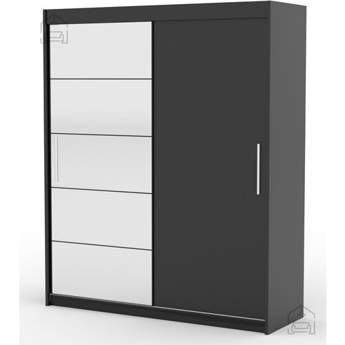 ADRK Furniture Garderobna omara z drsnimi vrati Esti - 180 cm - črna Cene