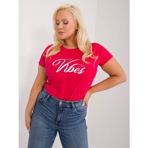 Fashion Hunters Red women's T-shirt plus size with rhinestones Slike