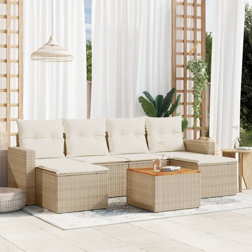 vidaXL 7-dijelni set vrtnih sofa od poliratana s jastucima bež Cene