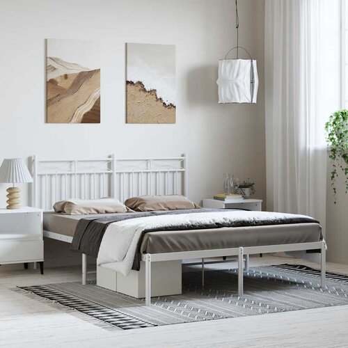  Metalni okvir za krevet s uzglavljem bijeli 150x200 cm Cijene