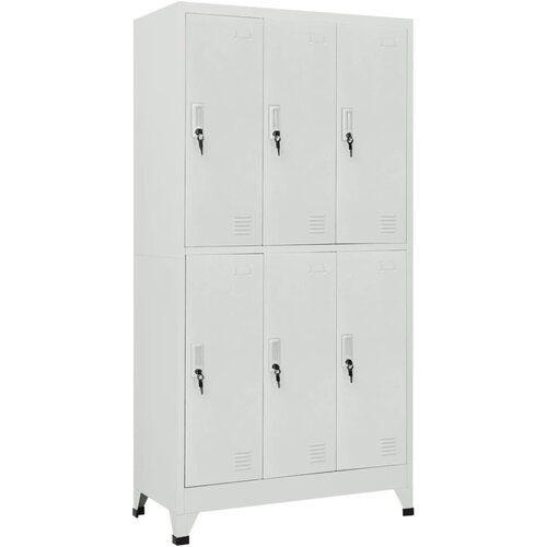  The Living Store Garderobna omara s 6 vrati jeklo 90x45x180cm siva - Garderobna Omara, (21430829) Slike