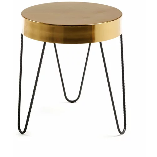 Kave Home pomoćni stolić u zlatnoj boji goldman juvenil, visina 45 cm