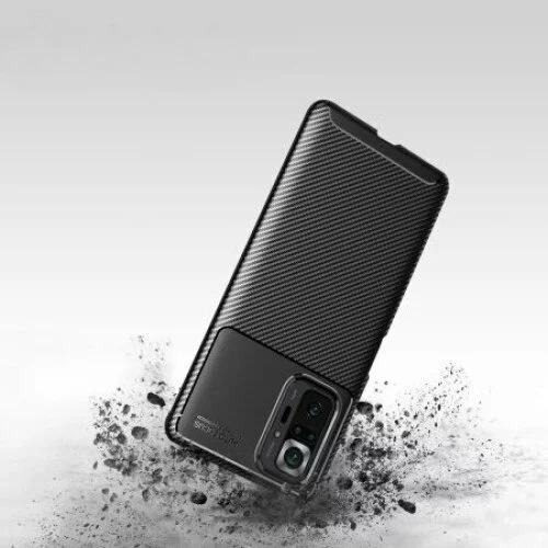  Gumijasti / gel etui Carbon Elite za Xiaomi Redmi Note 10 / 10S - črni