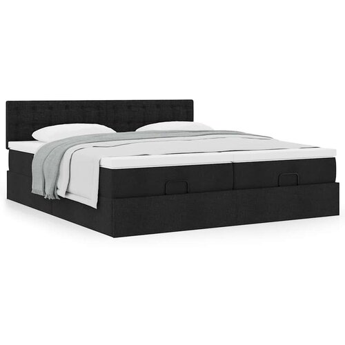 vidaXL Otomanski posteljni okvir z vzmetnicami črn 200x200 cm blago Cene