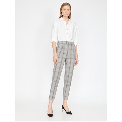 Koton Women's Blue/Grey Check Pants Slike