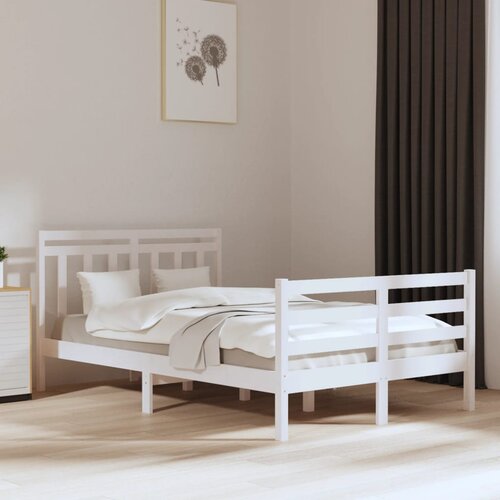 The Living Store Posteljni okvir bel iz trdnega lesa 135x190 cm - Posteljni Okvir, (21524861) Slike