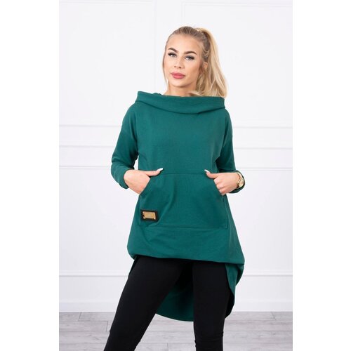 Kesi Sweatshirt with a long back and a green hood Slike