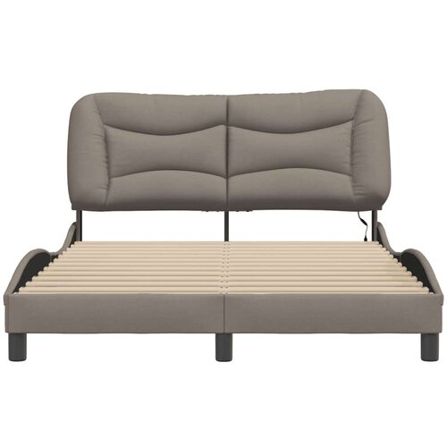  Okvir kreveta s LED svjetlima smeđesivi 140 x 190 cm od tkanine Slike