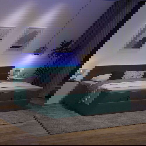 VidaXL Okvir kreveta s madracima tamnozeleni 180x200cm bar&amp;scaron;unasti Slike