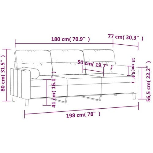  Trosjed s ukrasnim jastucima smeđi 180 cm od tkanine Slike