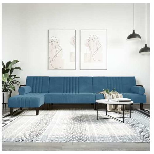 VidaXL Kutna garnitura na razvlačenje plava 260x140x70 cm bar&amp;scaron;unasta Slike