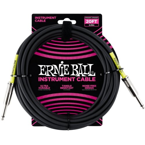 Ernie Ball kabel P06046 - 20FT(6,1m) COILED 6,3mm - 6,3mm instrument - crna boja Cijene